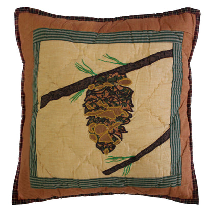 Quilted Pinecones Quilt, Hand cut and Appliqued cotton fabric motifs.