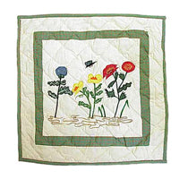 Wildflowers meadow Quilt, Hand cut and Appliqued cotton fabric motifs.