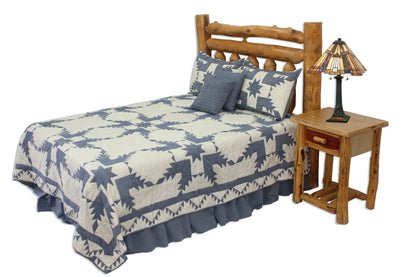 Denim Feathered Star/Feathered Star Quilt, Hand cut and Patchwork cotton fabric blocks.