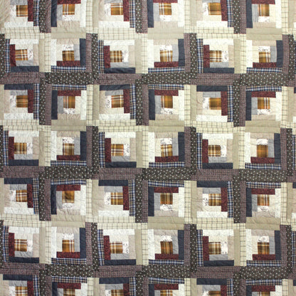 Express Log Cabin Super King Quilt | Handmade Cotton Quilt with Historic Railroad-Inspired Design