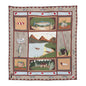 Fishing Break Quilt, Hand cut and Appliqued cotton fabric motifs.