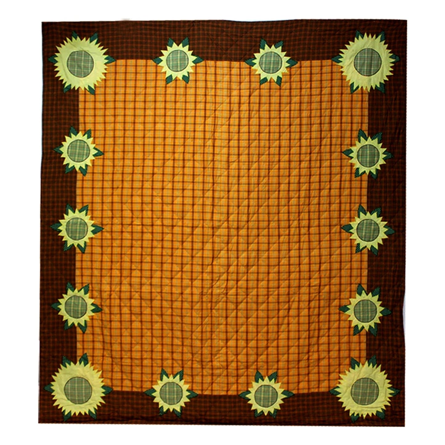 Summer Bloom Sunflower Cotton Reversible Quilt.