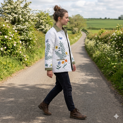 Wildflower Reversible Quilted Cotton Jacket | Nature-Inspired Design, Soft Cotton Filling, Comfortable and Stylish All-Season Wear